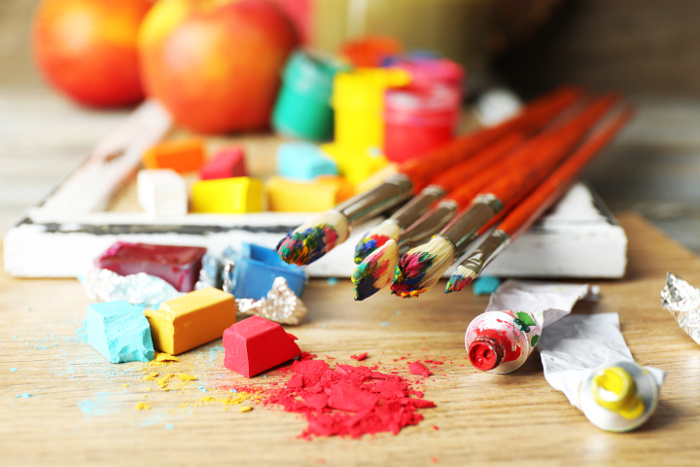 Artist's materials laid out ready to start your next work of art! artist's materials