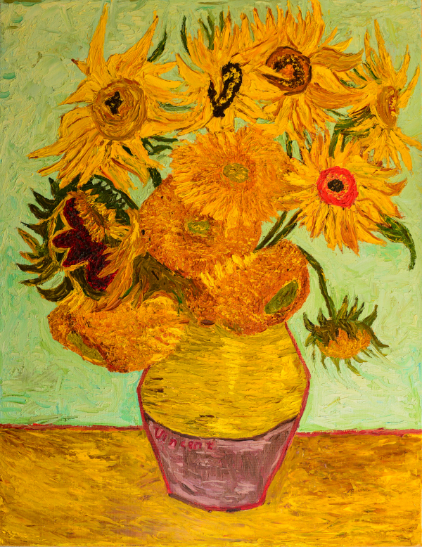 One of Van Gogh's vibrant sunflower paintings showing his use of the impasto technique.
