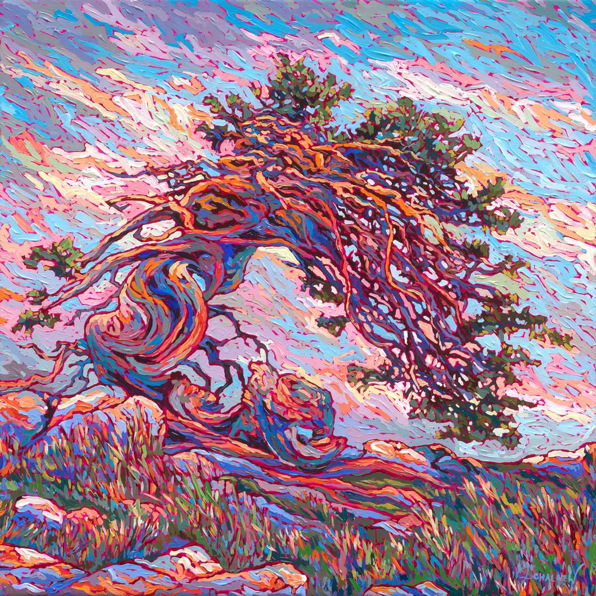 "Old tree" Acrylic painting by Viktoria Schalnew