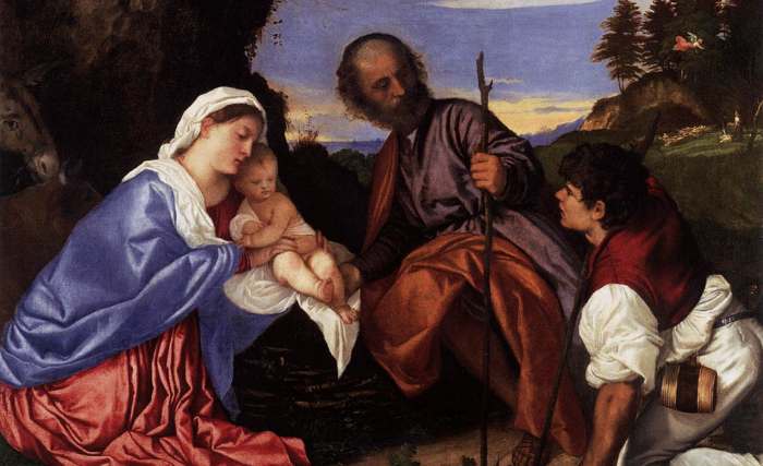 "The Holy Family with a Shepherd" by Titian.