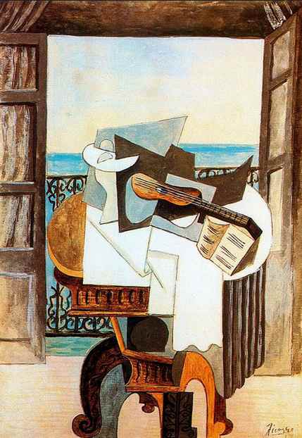 Pablo Picasso's still life, "Table in Front of Window", from his Cubist period.